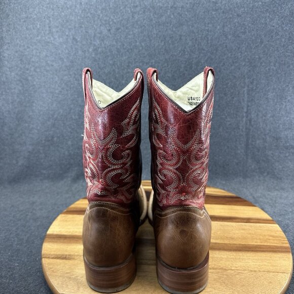 J.B. Dillon Reserve JBR2003D Men’s Size 10D Tan Red Leather Western Cowboy Boot - Picture 5 of 10